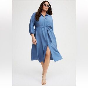 Torrid Size 0 (12) Collared Tie-Front Shirt Dress